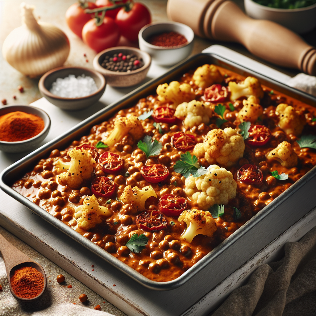 Indian Spiced Lentil and Cauliflower Sheet Pan Curry