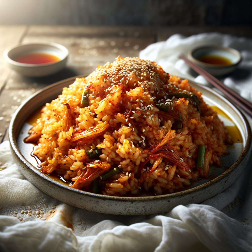 Korean Kimchi Fried Rice with Sesame Oil