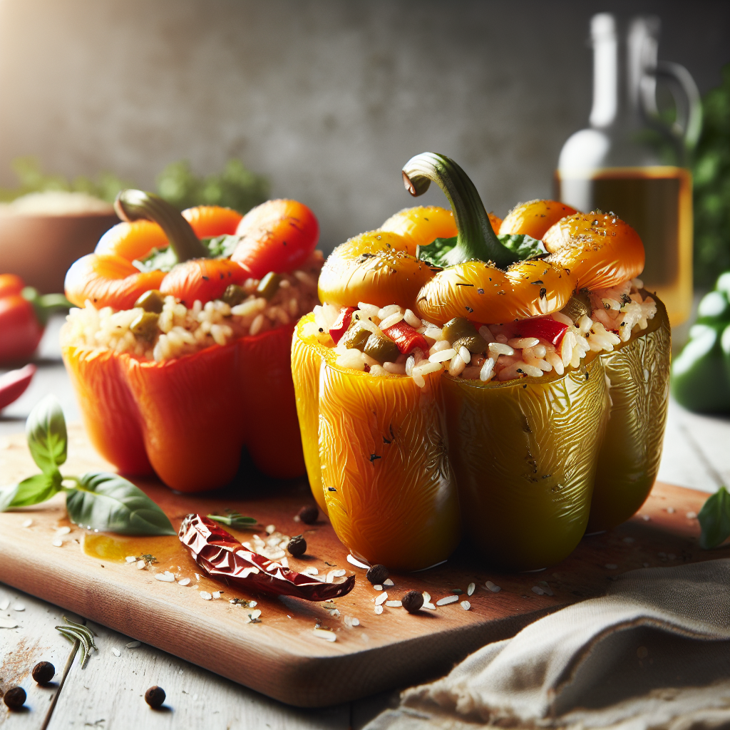 Mediterranean Stuffed Bell Peppers with Rice