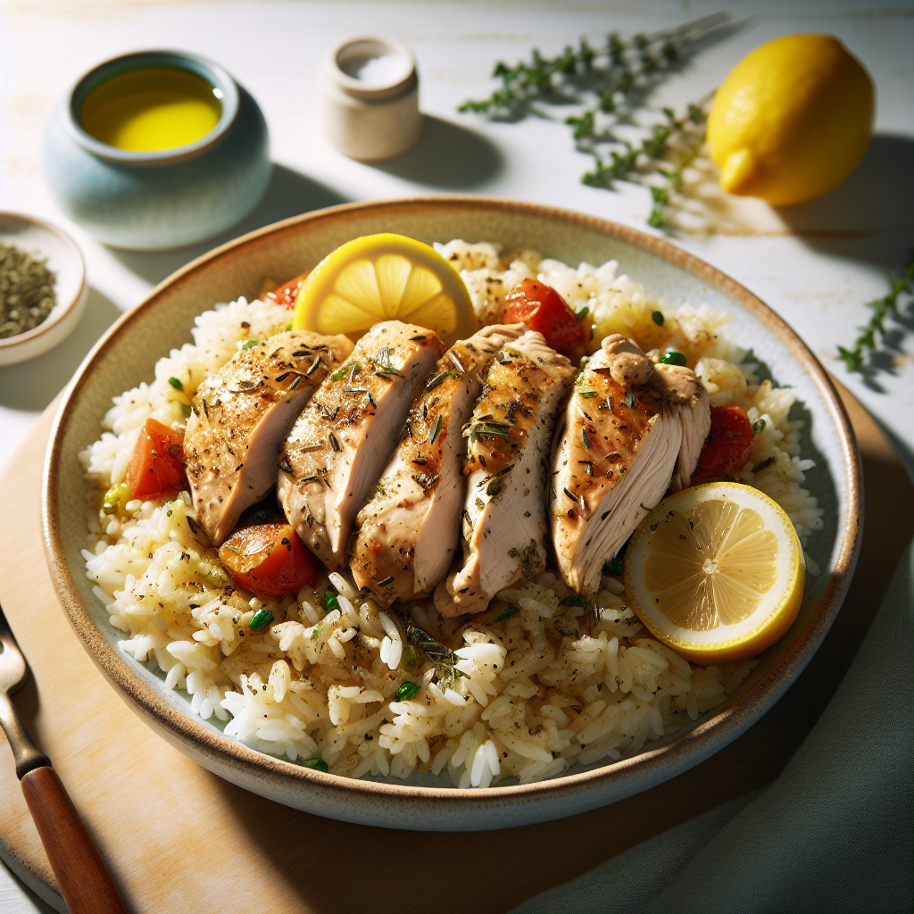 Slow Cooker Greek Lemon Rice with Chicken and Herbs