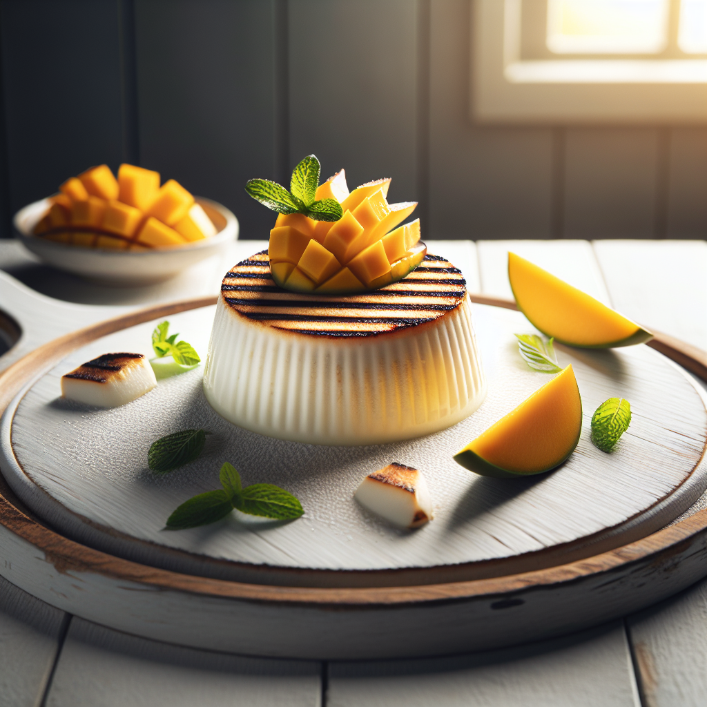 グリルドココナッツパンナコッタとマンゴー