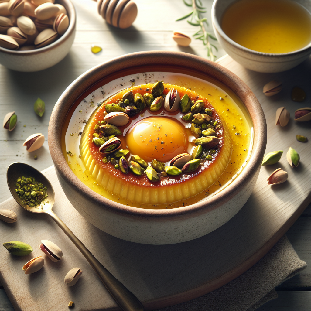 Slow Cooker Medelhavs Äggkräm med Honung och Pistaschnötter