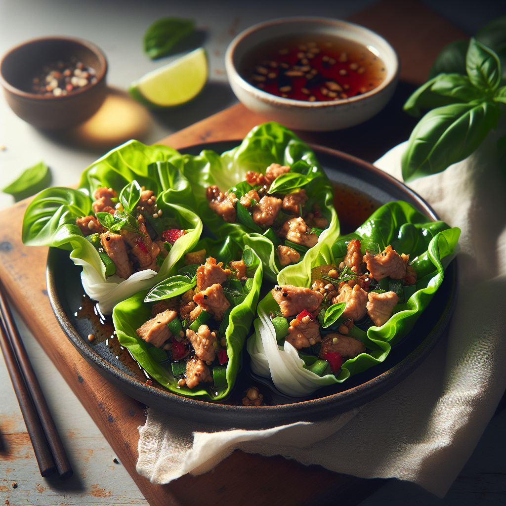 Thai Basil Pork Lettuce Wraps - No Cook