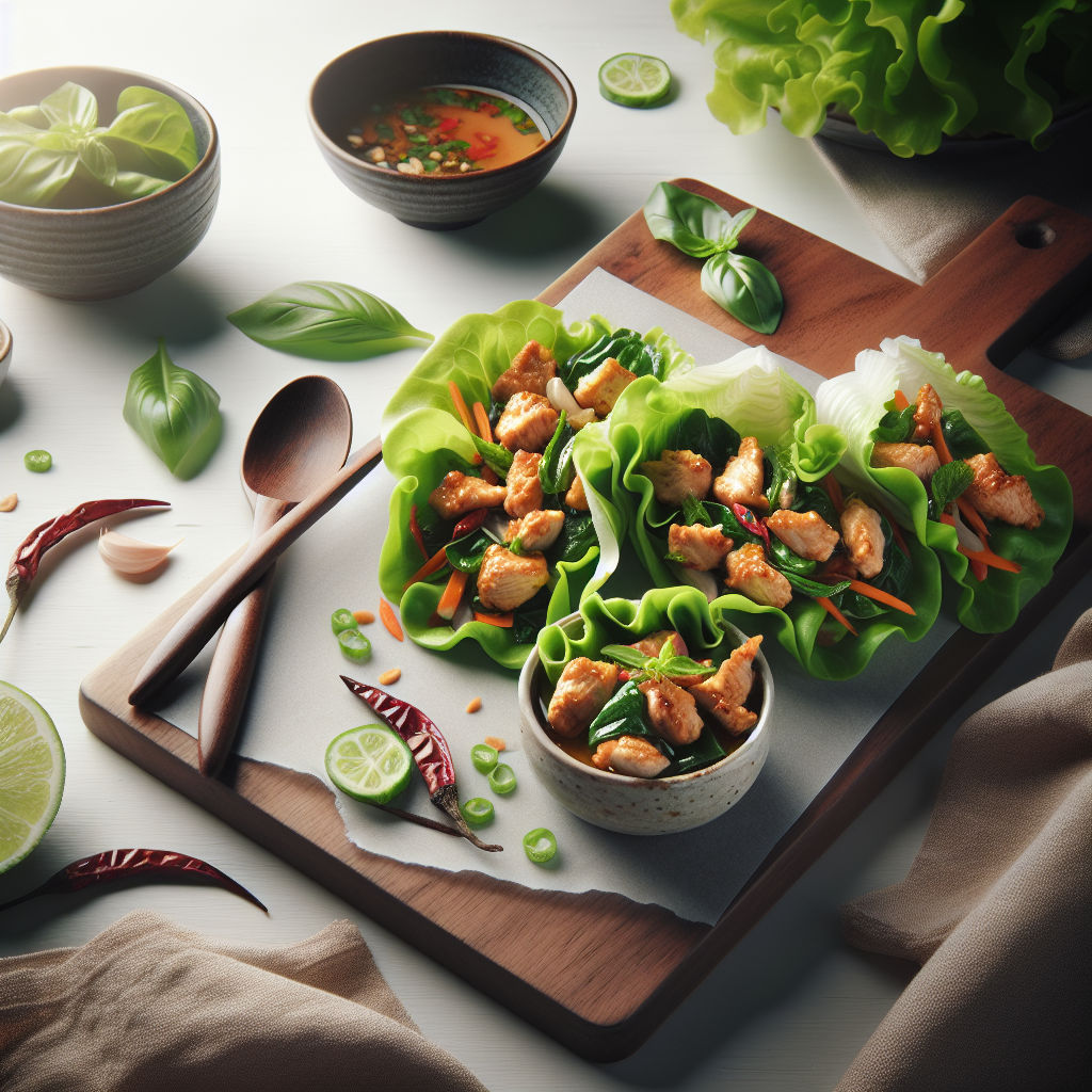 Thai Basil Chicken Lettuce Wraps