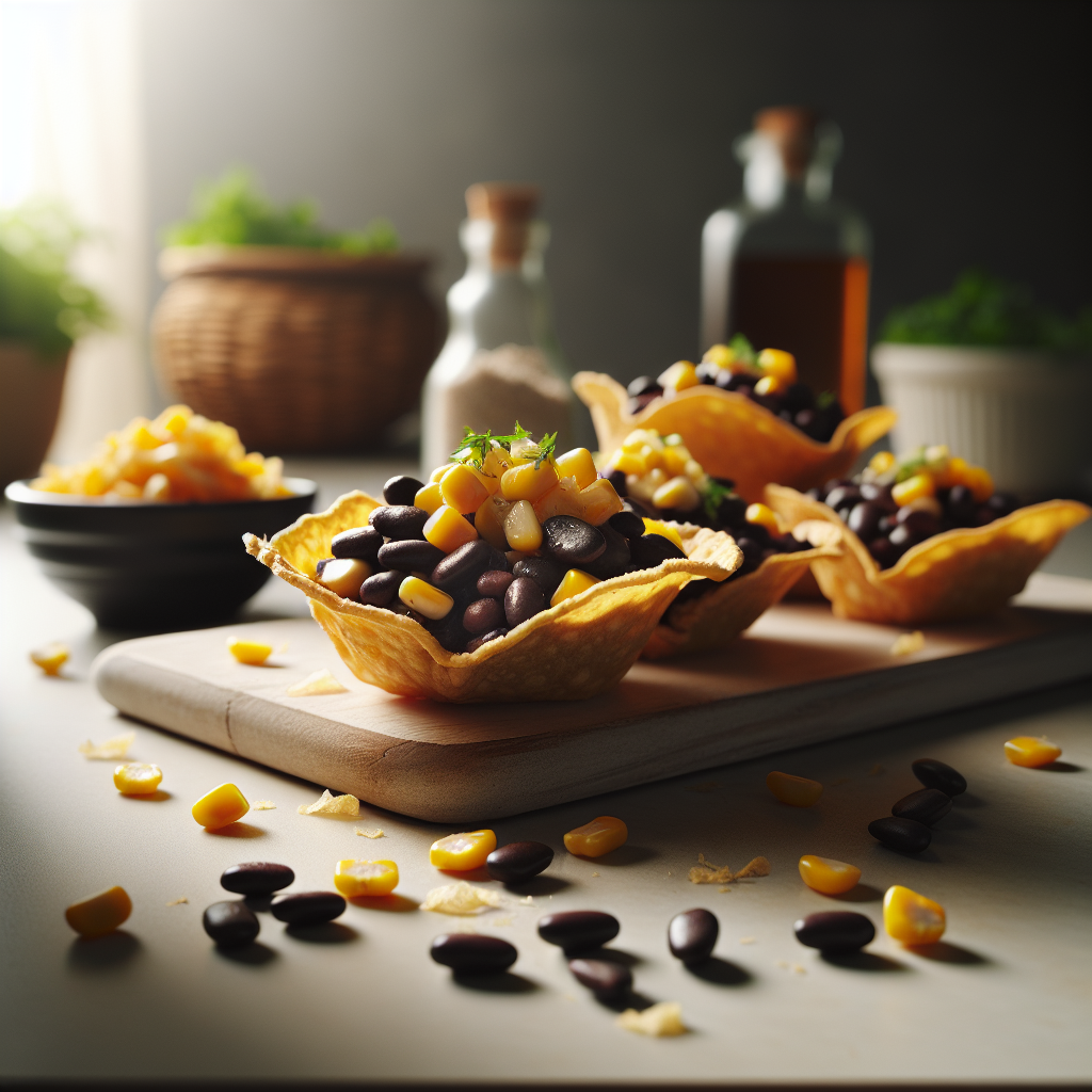 Mexican Black Bean and Corn Tostada Bites