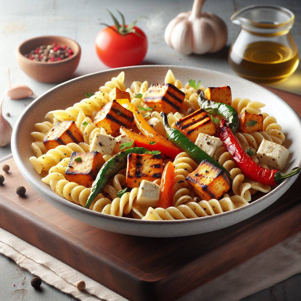 Tandoori Grilled Pasta with Paneer and Bell Peppers