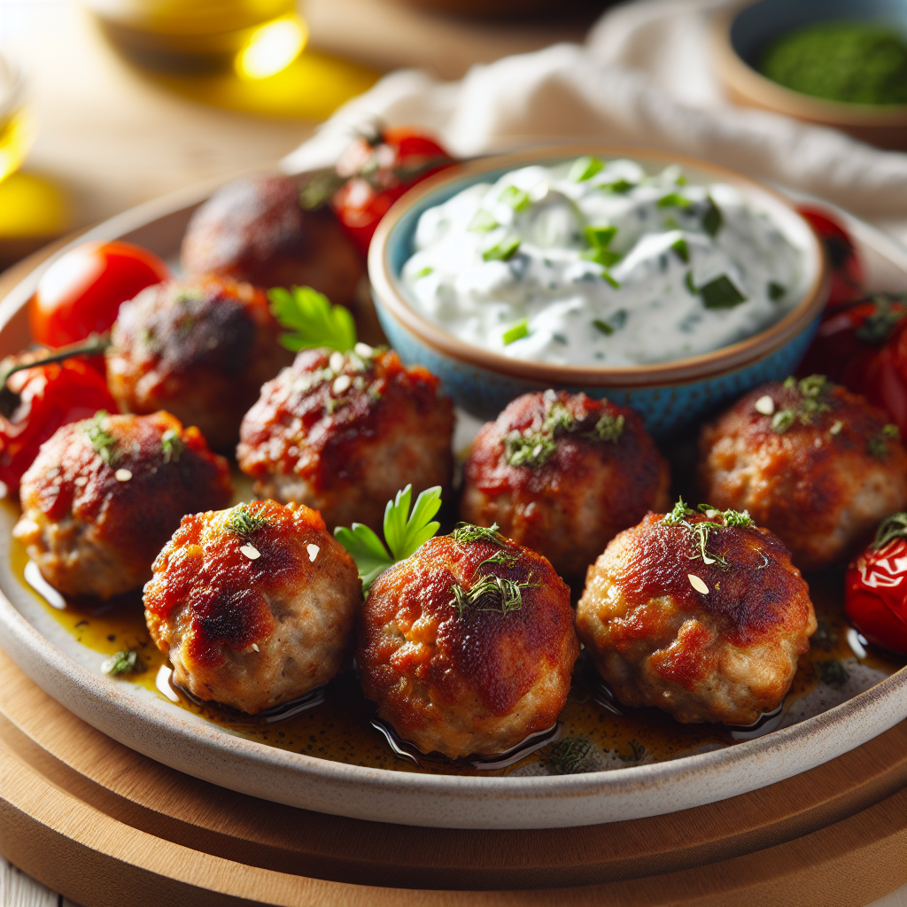 Mediterrane Varkensvleesballetjes uit de Airfryer met Tzatziki