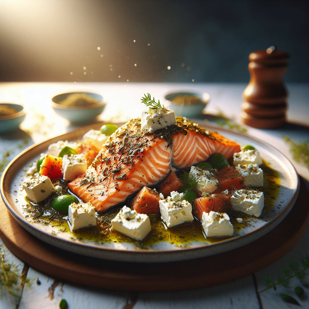 Greek Air Fryer Salmon with Feta and Herbs