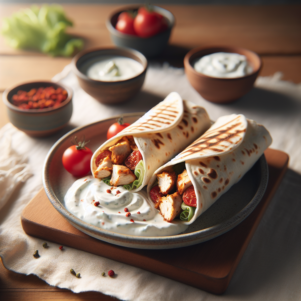 Turkish Chicken Wraps with Yogurt Sauce