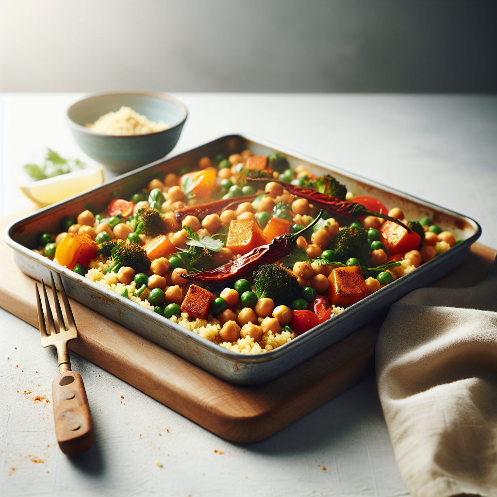 Sheet Pan Harissa Roasted Chickpea and Vegetable Couscous