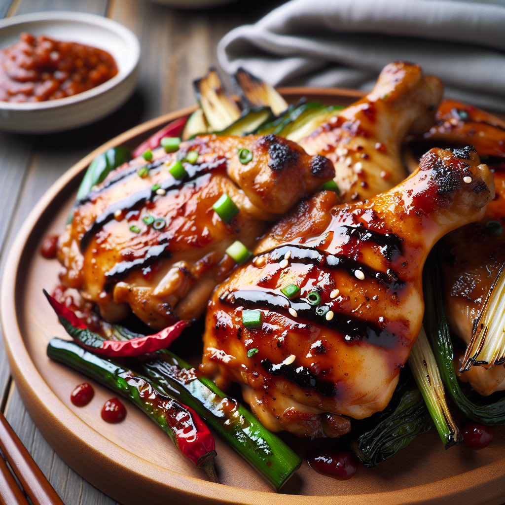 Korean BBQ Grilled Chicken Thighs with Gochujang Glaze