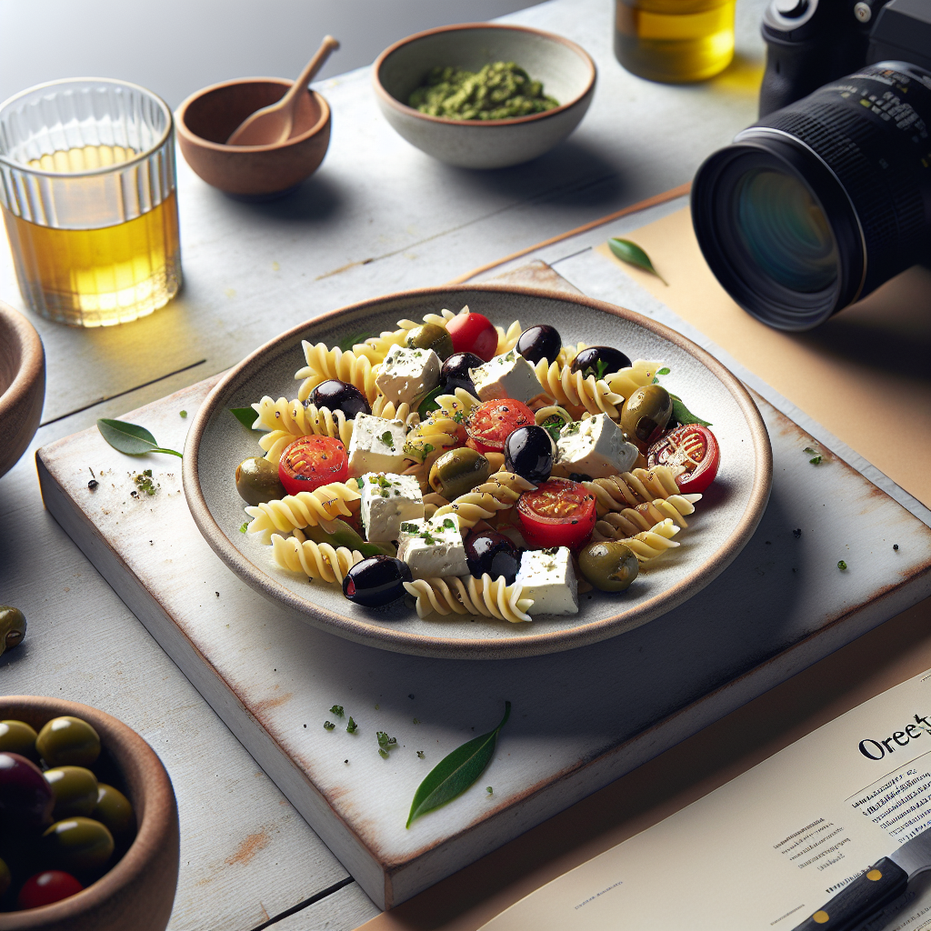 Medelhavspastasallad med Fetaost och Oliver