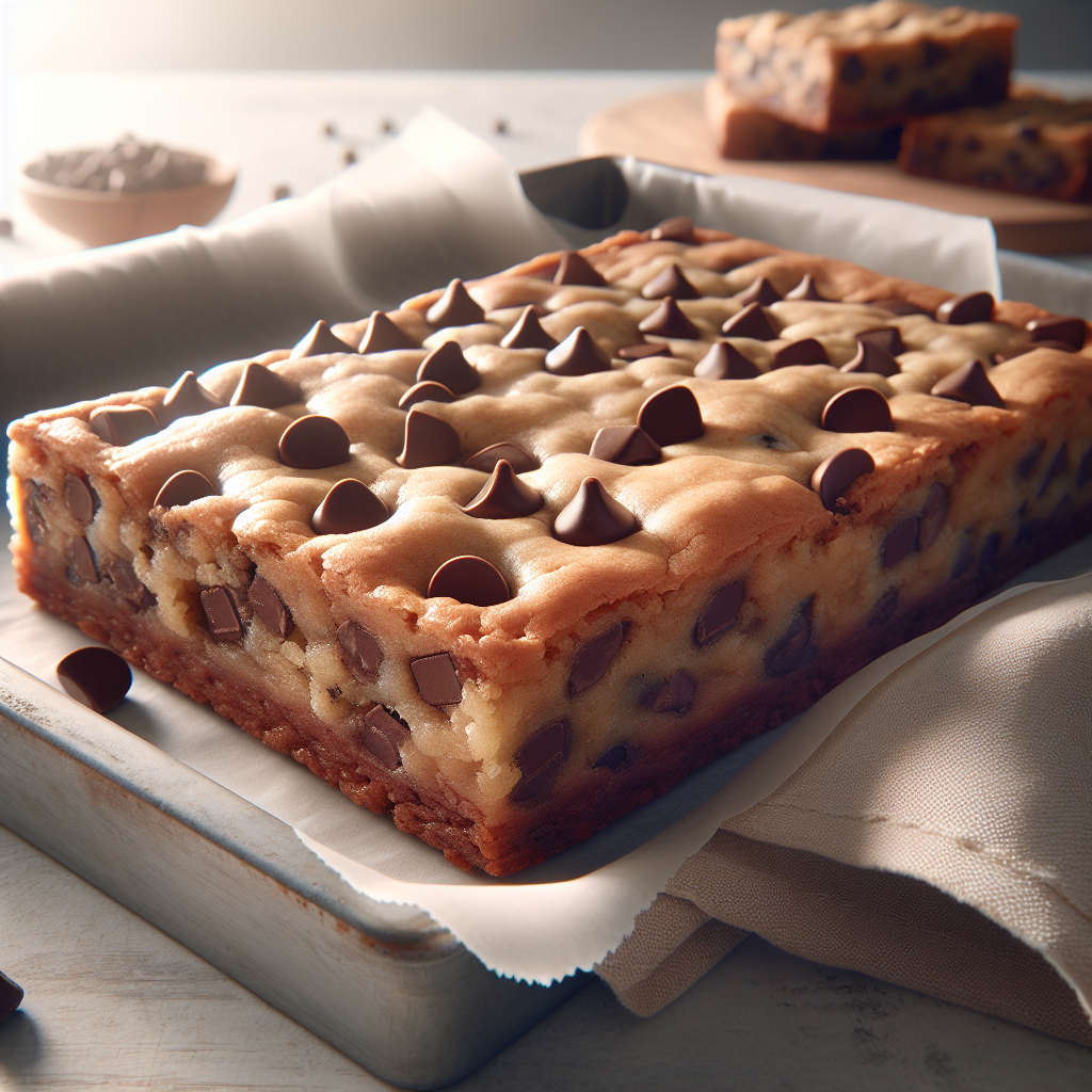 Chokladchips-blondies på Plåt