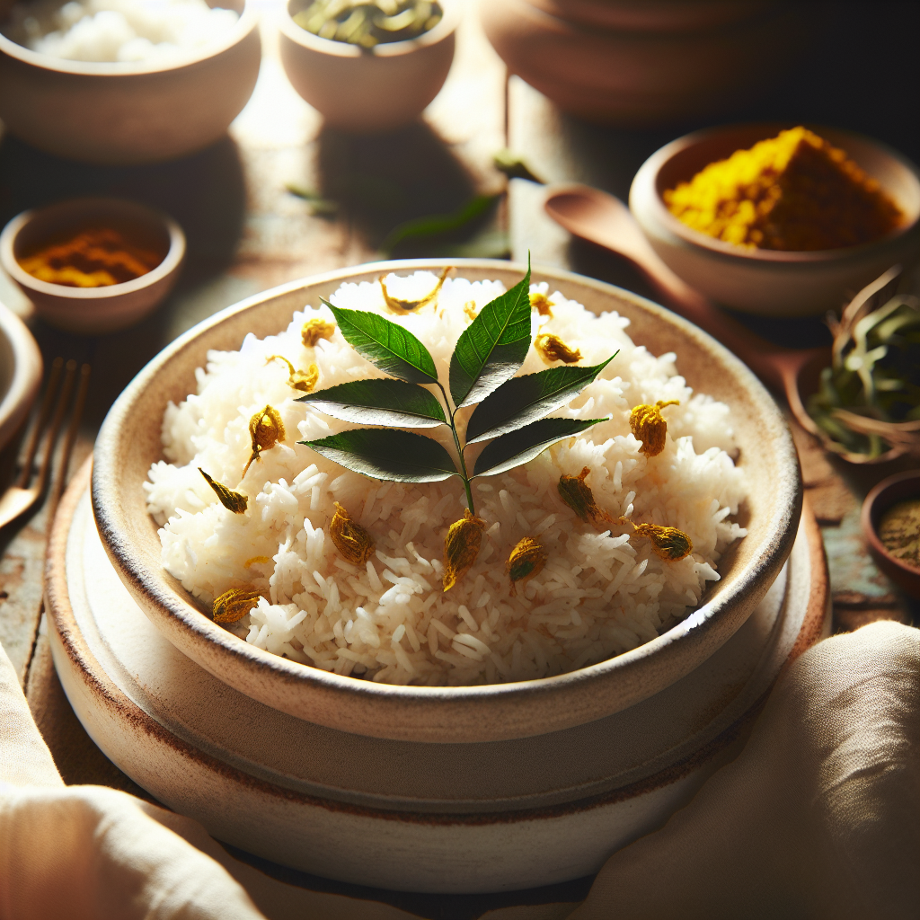 Indian Coconut Rice with Curry Leaves