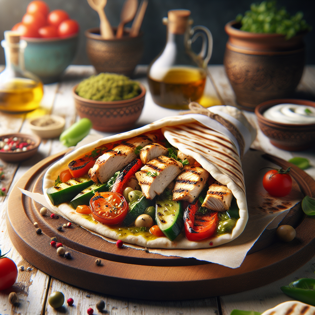 Mediterranean Grilled Chicken Pita Wraps