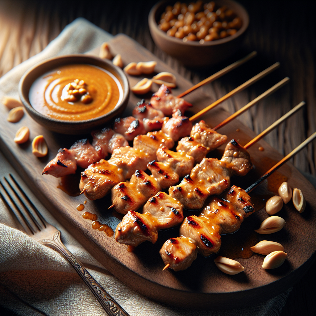 Thai Grilled Pork Skewers with Peanut Sauce