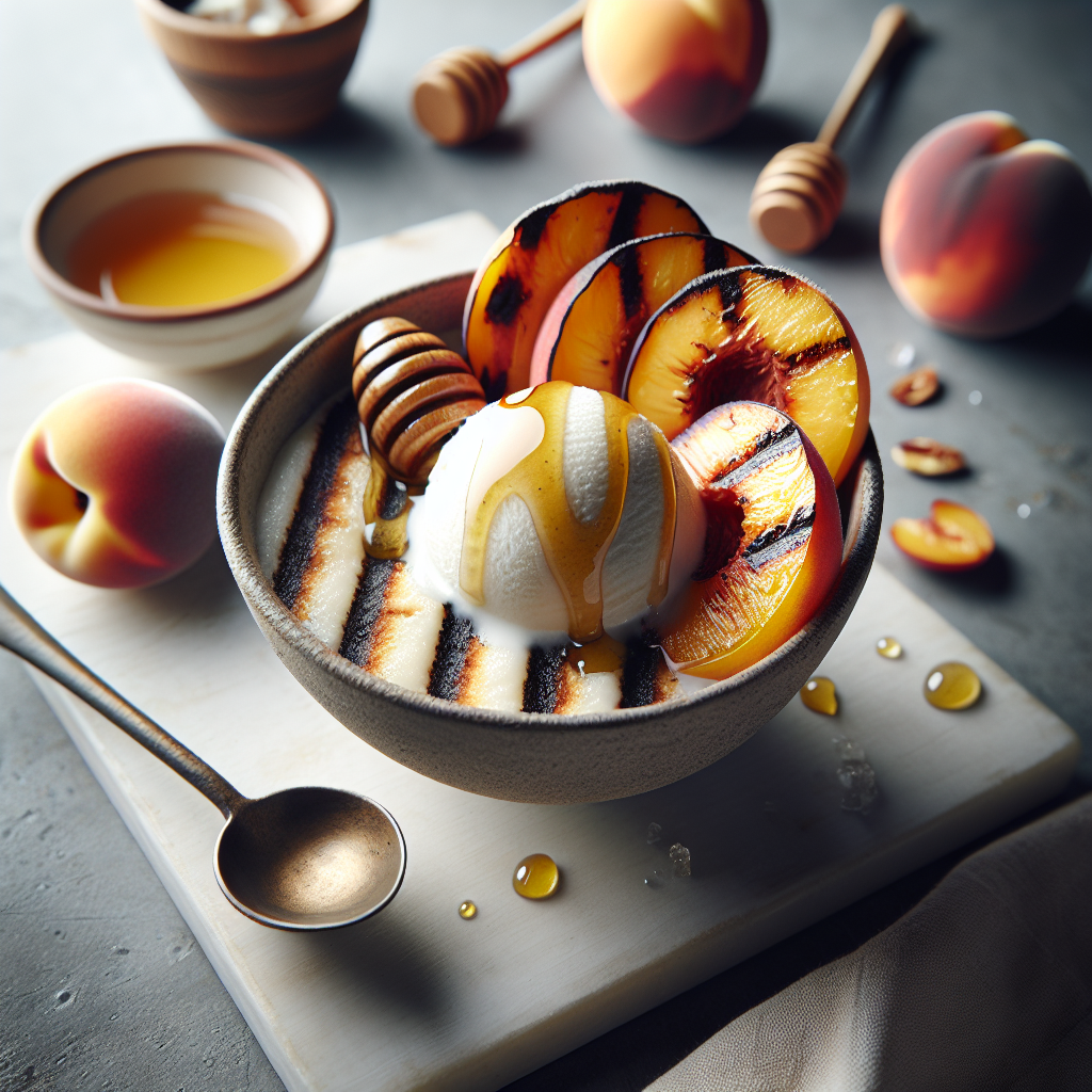 Grillad Persika och Honung Fryst Yoghurt