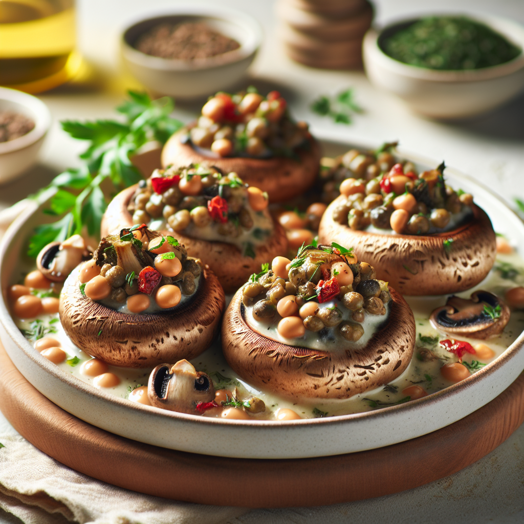 Mediterranean Lentil and Herb Stuffed Mushrooms
