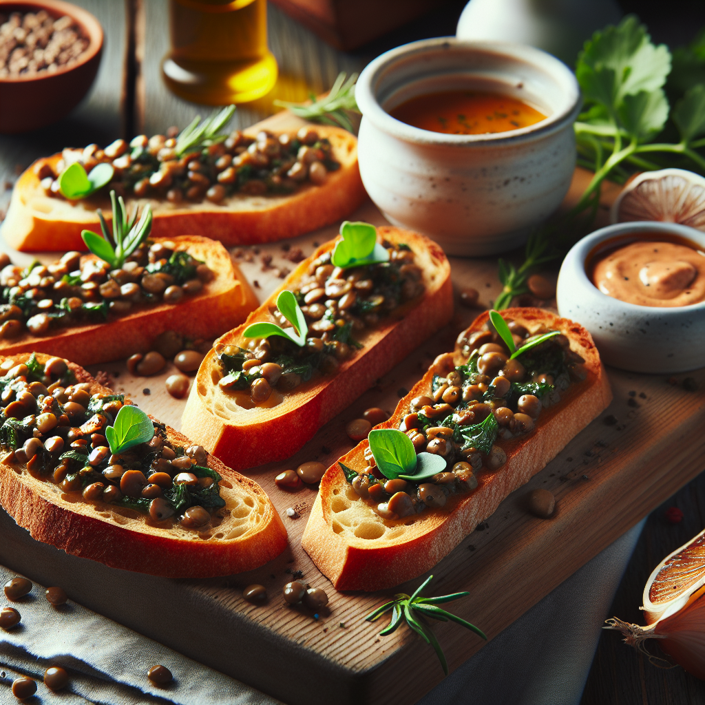 French-Style Sheet Pan Lentil and Herb Crostini