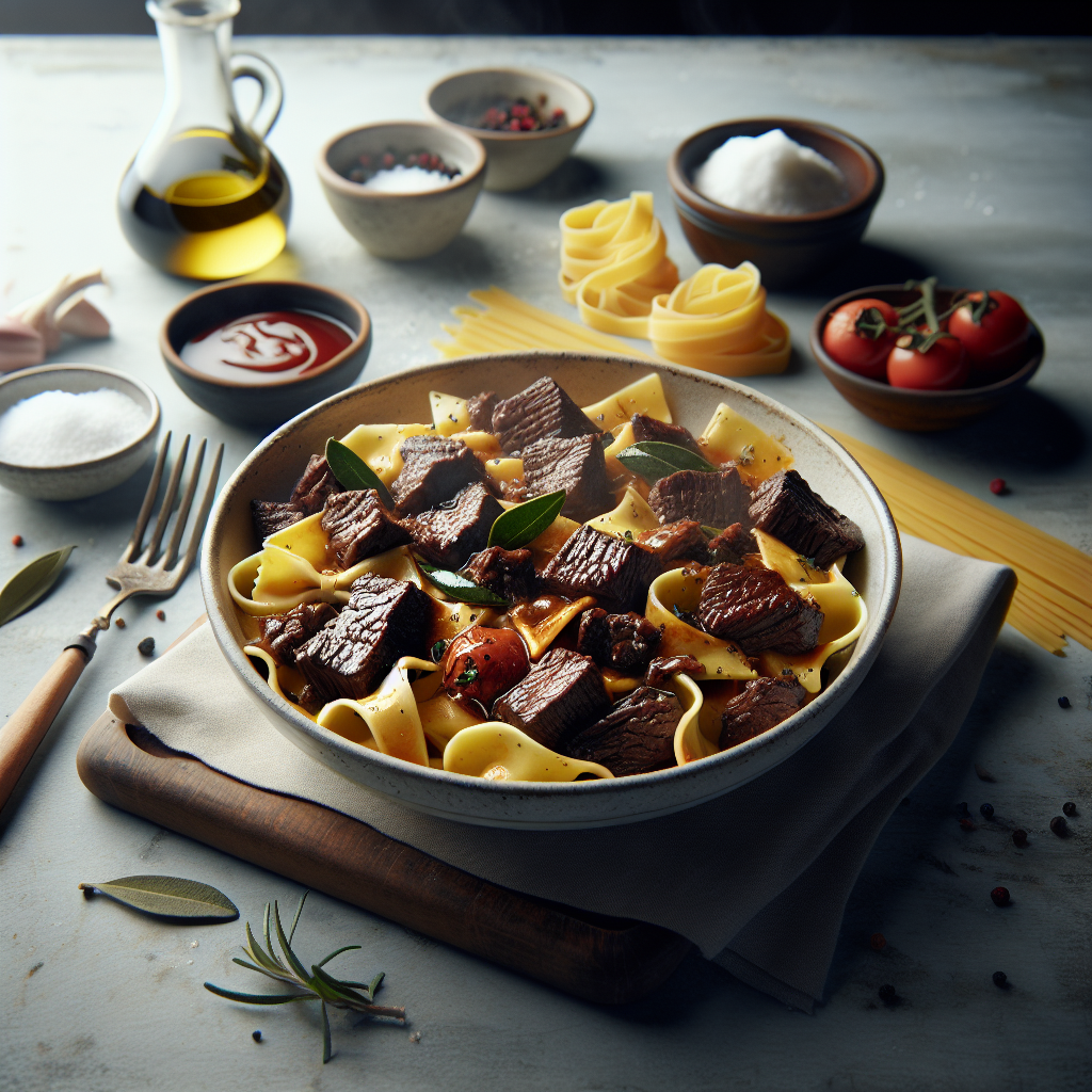 スモーキーBBQビーフラグーとパッパルデッレ