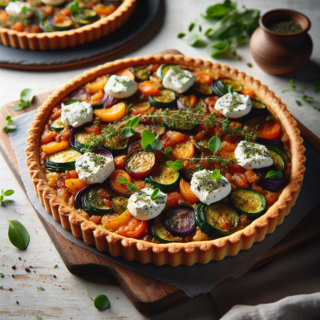 French Ratatouille Tart with Herbed Goat Cheese