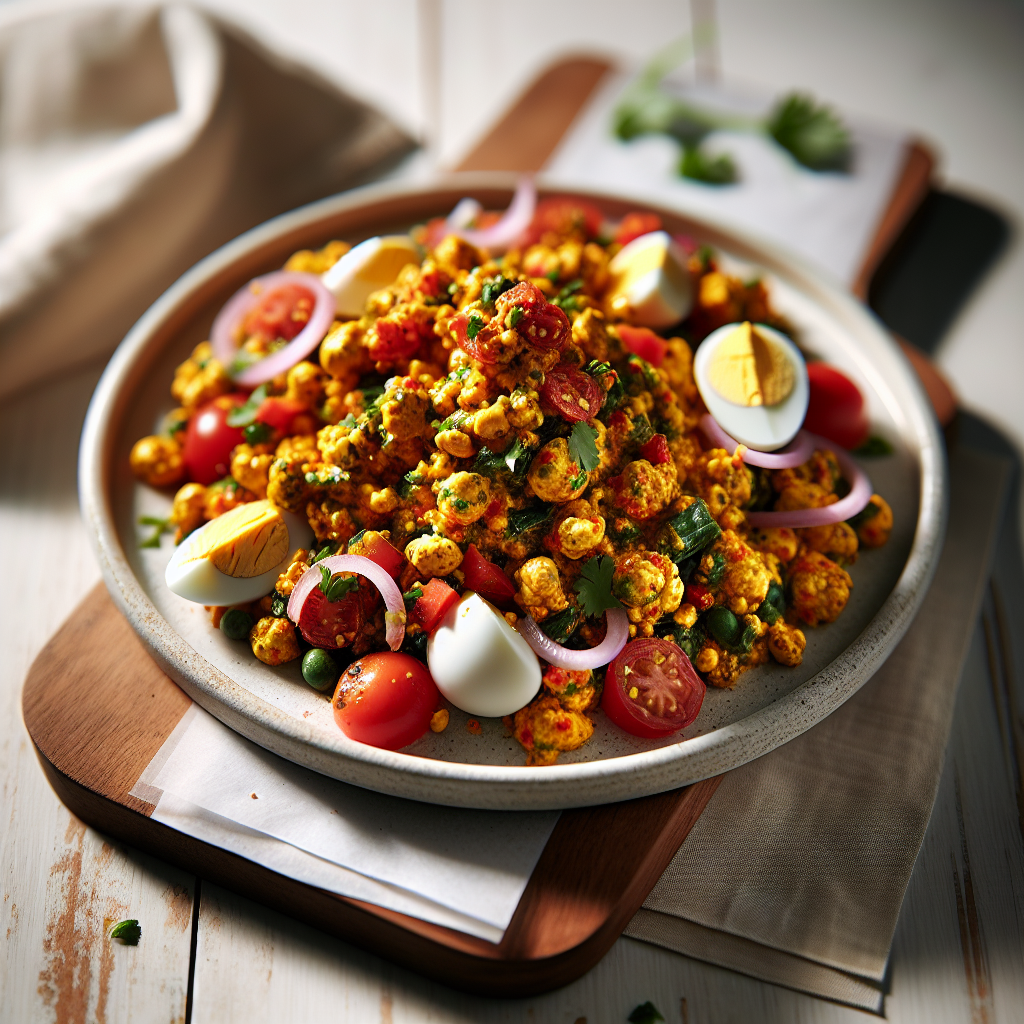 Indian Egg Bhurji Chaat (Scrambled Egg Salad)