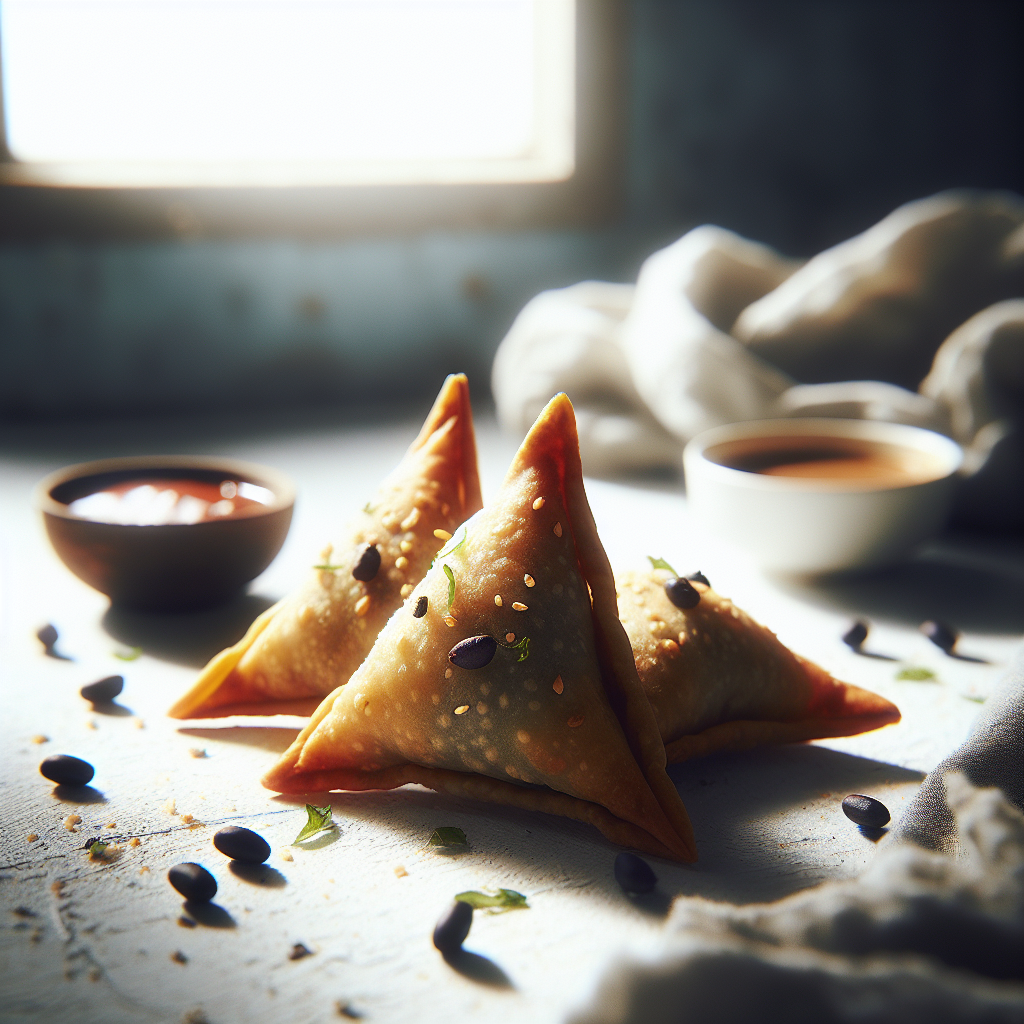 Indian Spiced Black Bean Samosa Triangles