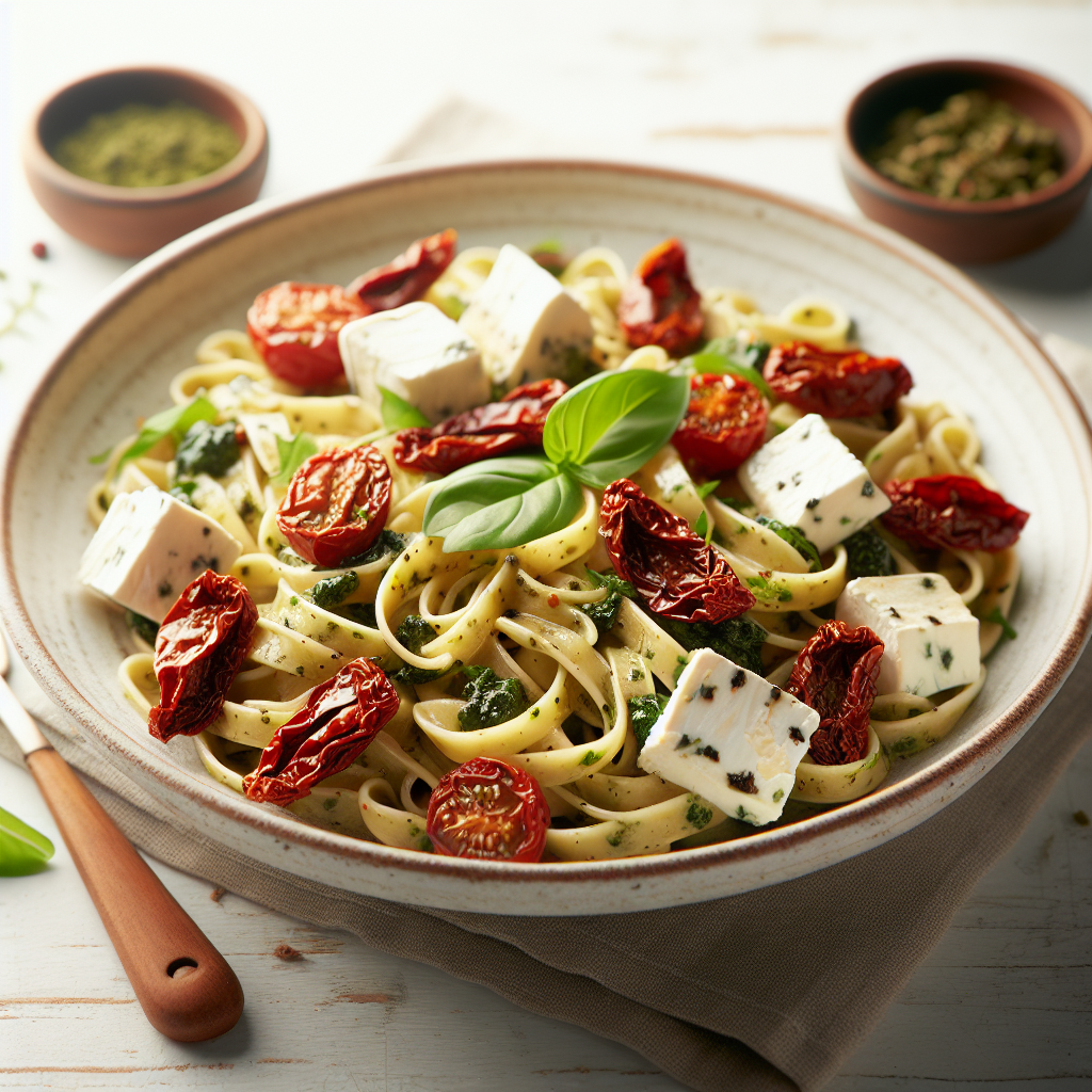 French Herbed Pasta with Goat Cheese and Sun-Dried Tomatoes