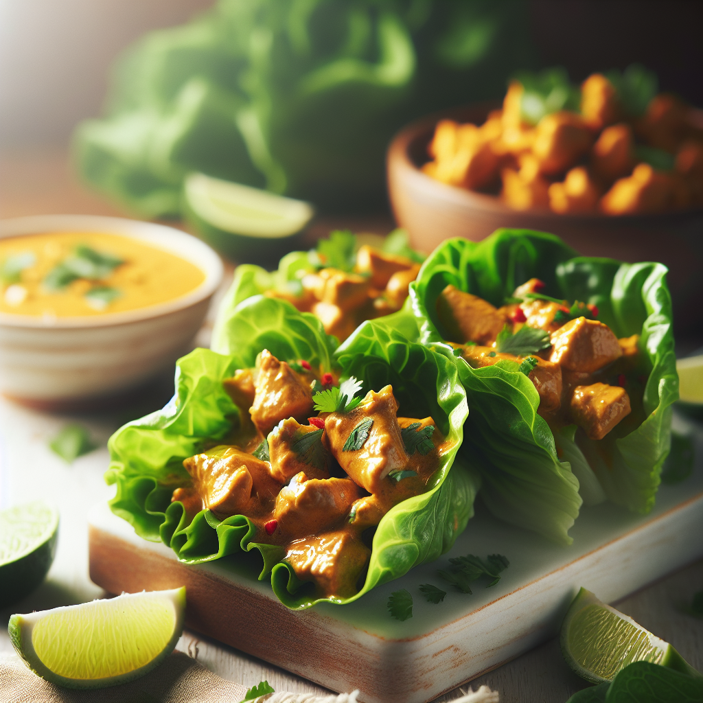 Thai Coconut Curry Chicken Lettuce Wraps