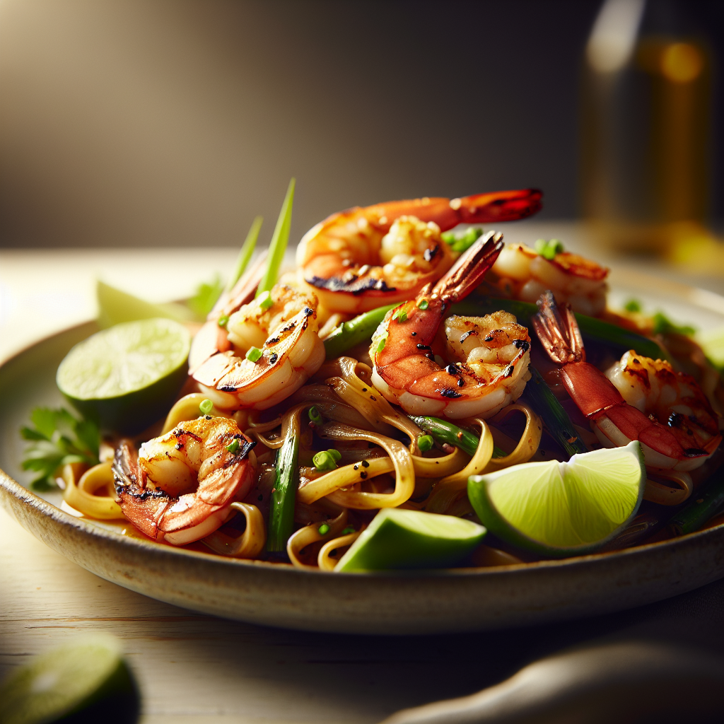 Grilled Shrimp Pad Thai with Fresh Lime