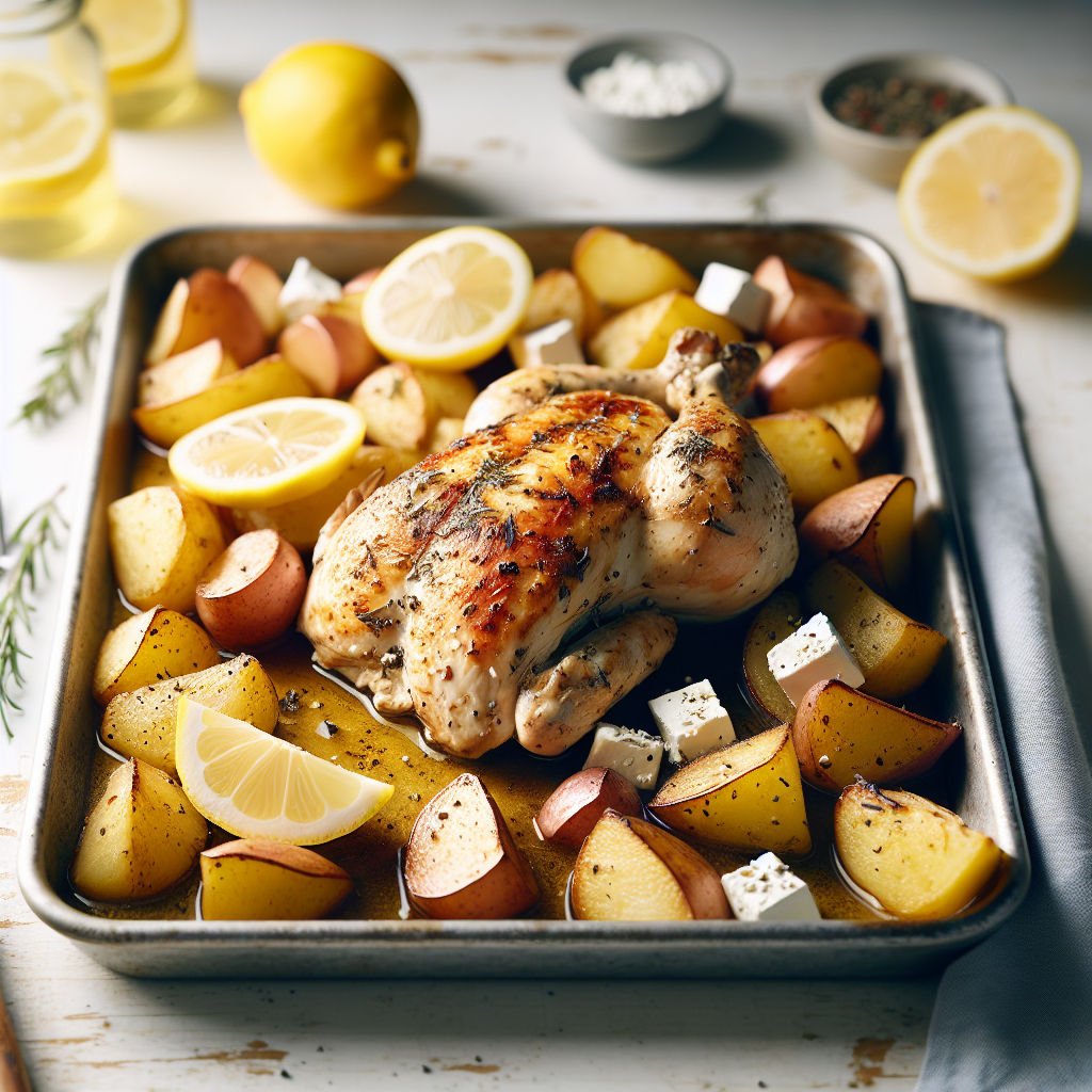 Greek Sheet Pan Chicken with Lemon Potatoes and Feta