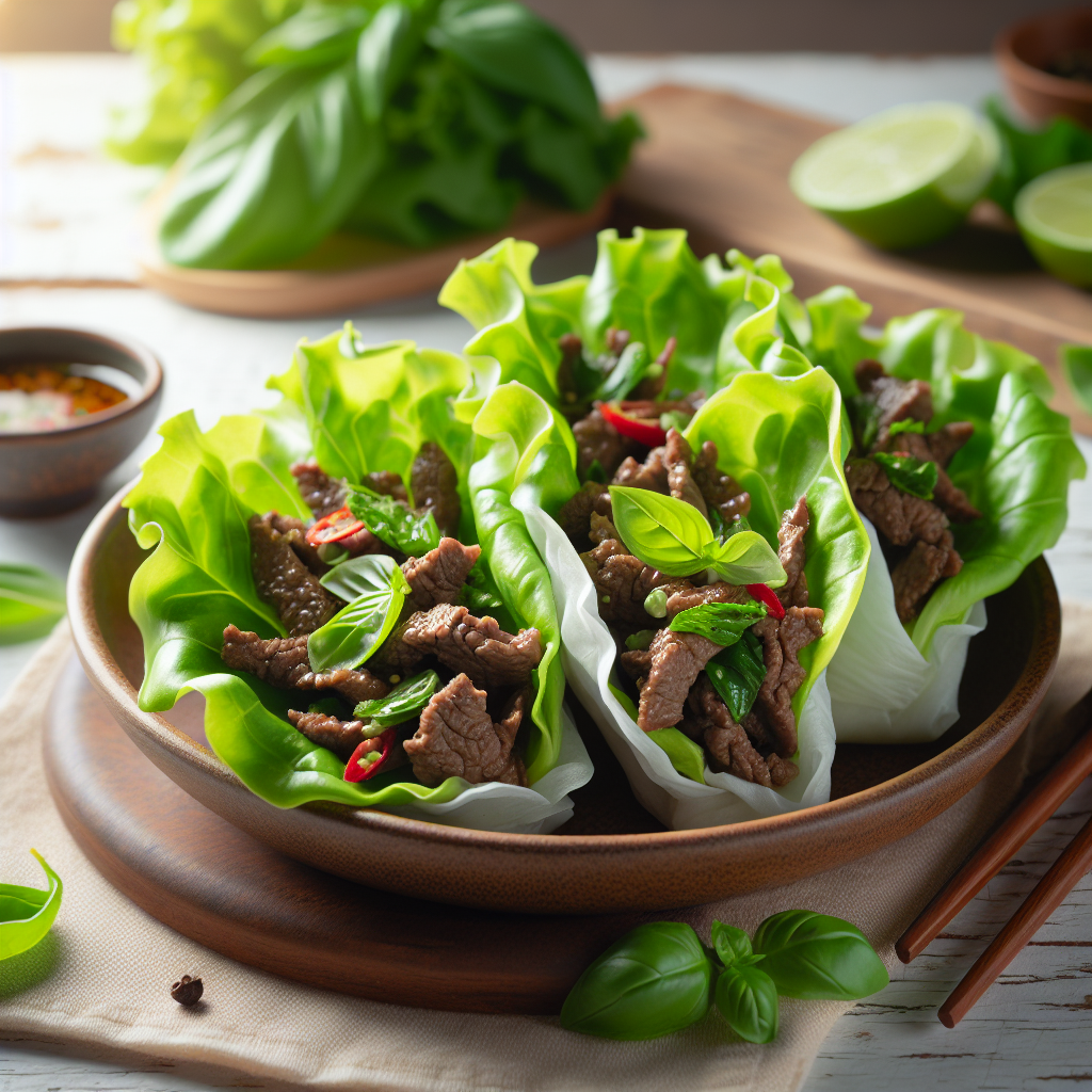 Thai Basil Beef Lettuce Wraps