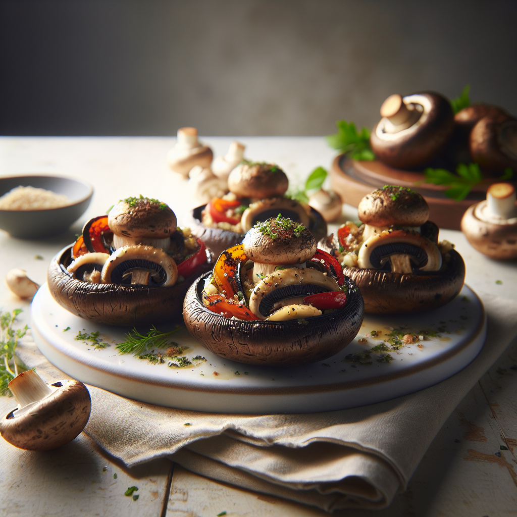 Mediterranean Stuffed Air Fryer Portobello Mushrooms
