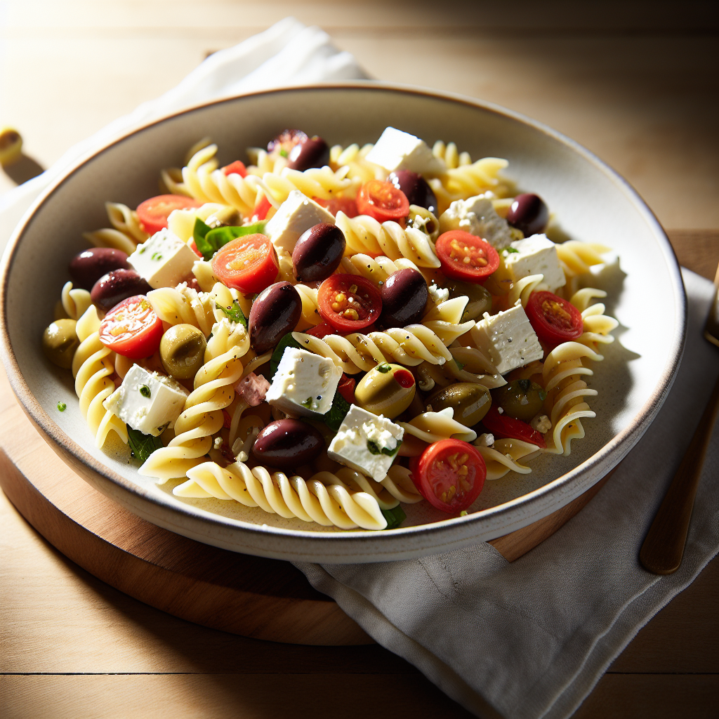 Greek Pasta Salad with Feta and Olives