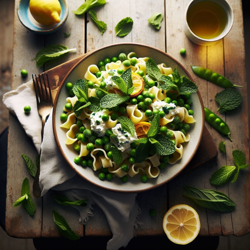 Vårärts- och Mintpasta med Citronricotta