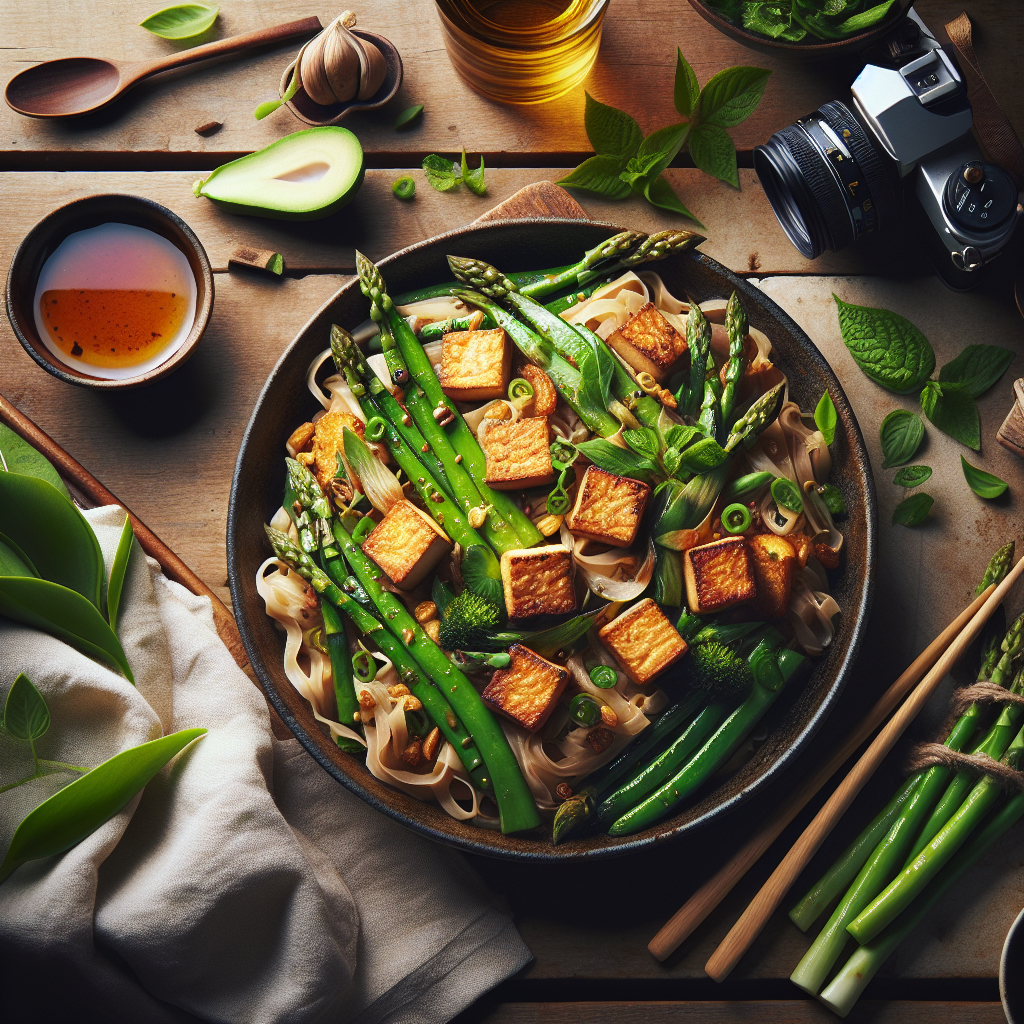Vår-Grønnsaks Pad Thai med Sprøstekt Tofu og Tamarind Saus