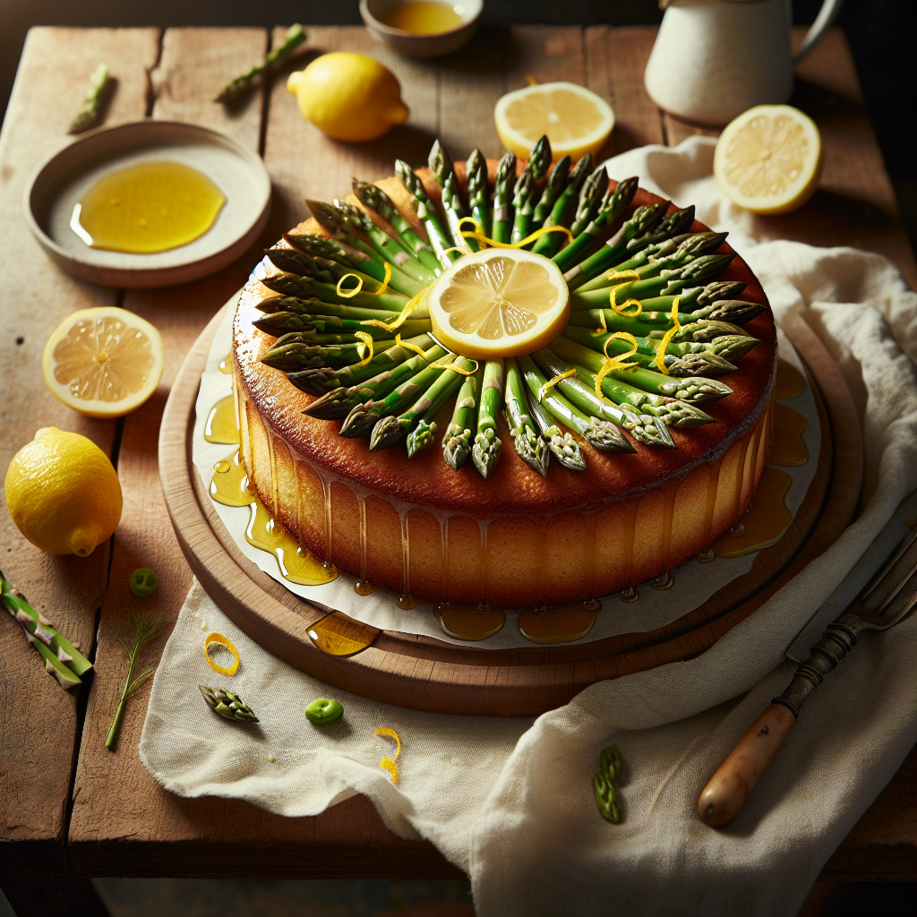 Spring Lemon and Asparagus Olive Oil Cake with Honey Glaze