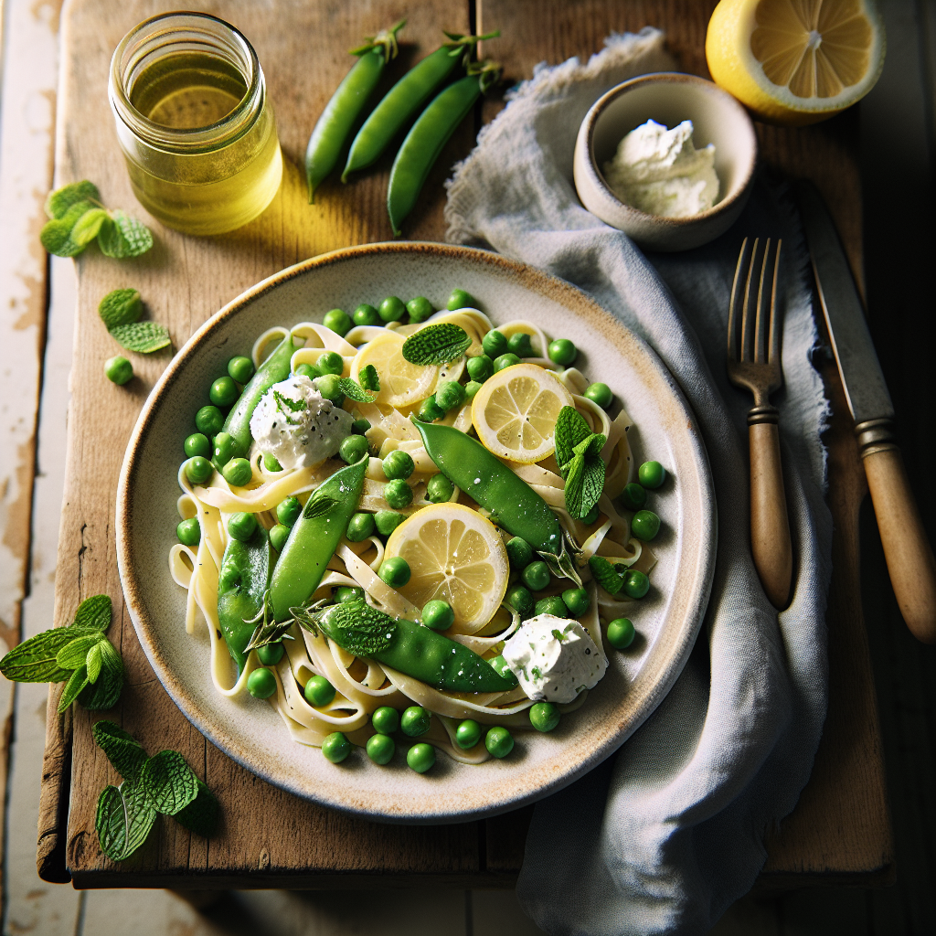 Vårärts- och Mintpasta med Citronricotta