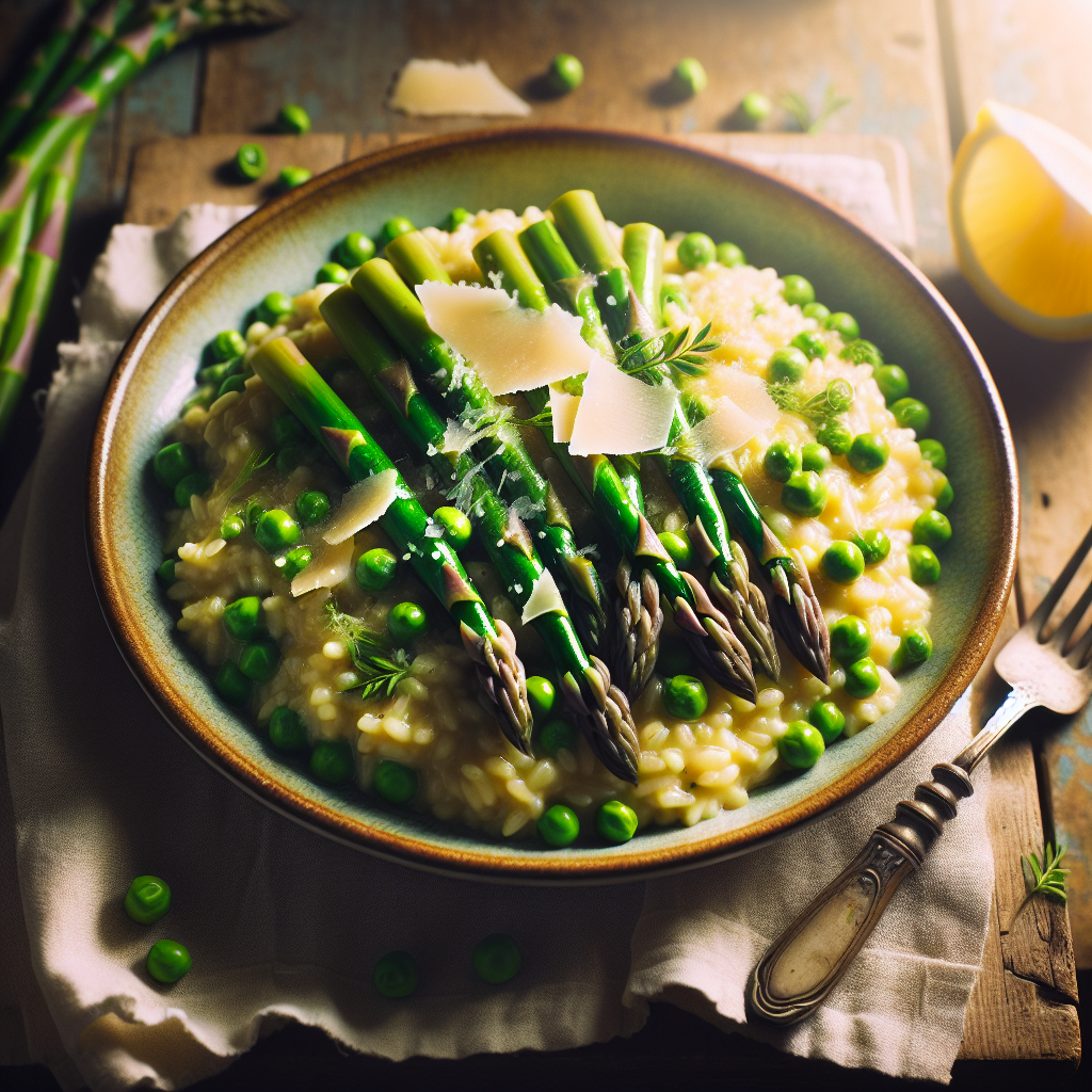 Vårens Sparris- och Ärtrisotto med Citron och Parmesan