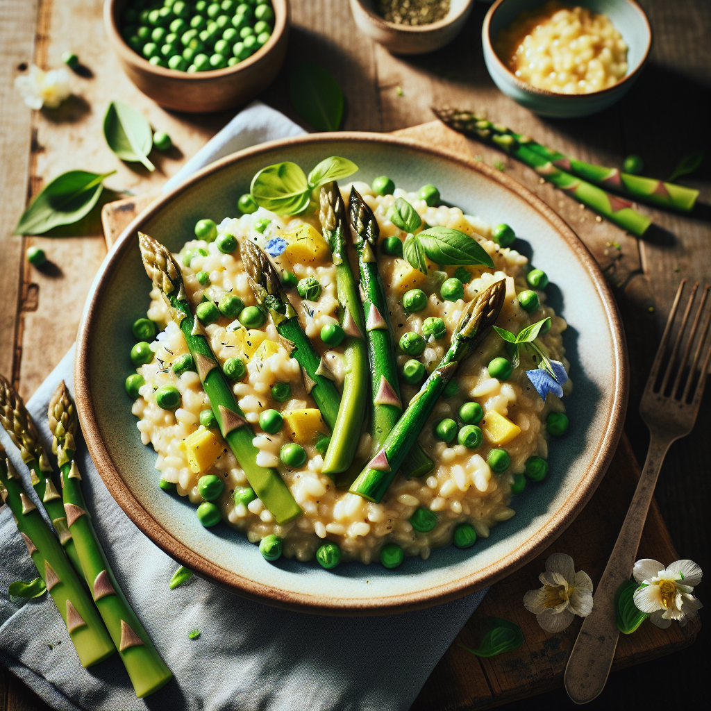 Vårens Grönsaksrisotto med Färska Ärtor och Sparris
