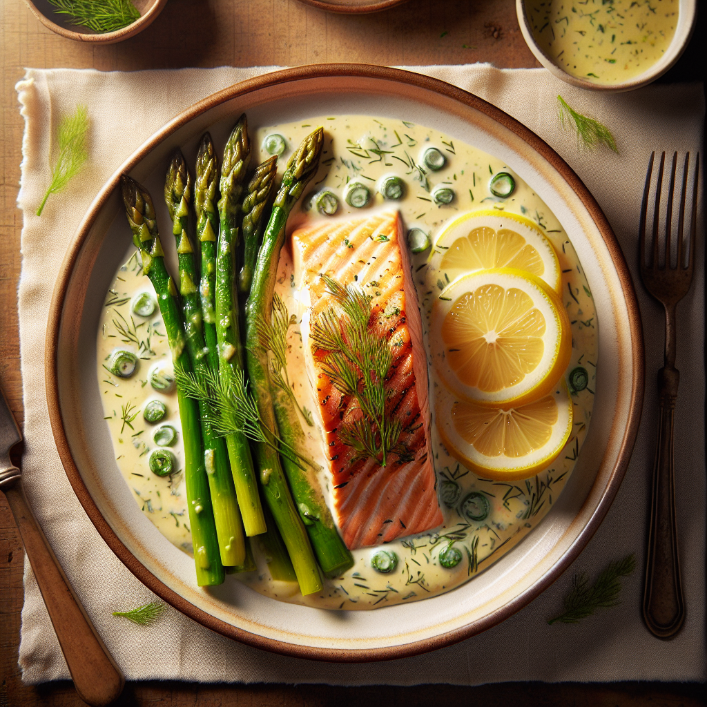 Creamy Lemon Dill Salmon with Spring Asparagus