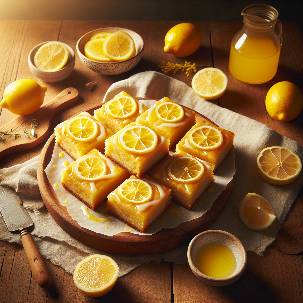 Bright Lemon Blondies with Fresh Lemon Glaze