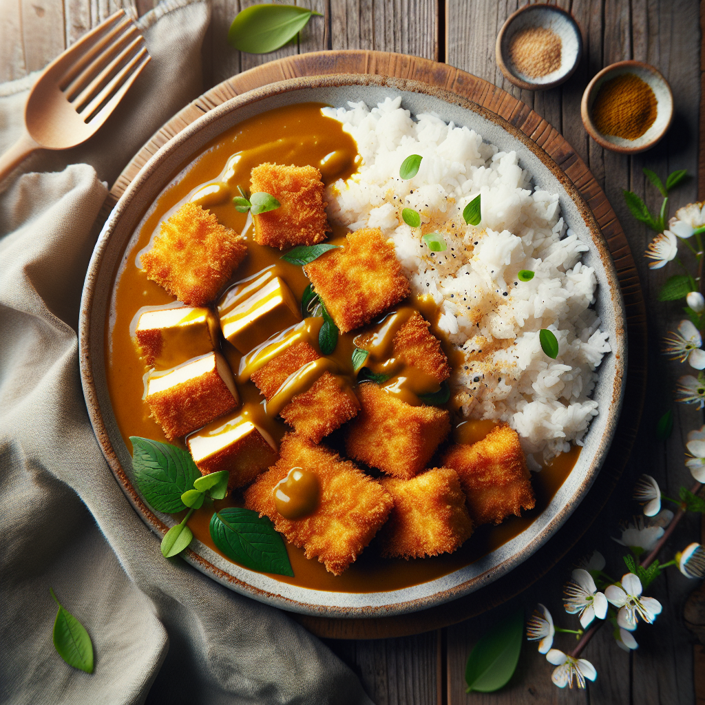 Crispy Panko Tofu Katsu Curry with Fluffy Jasmine Rice