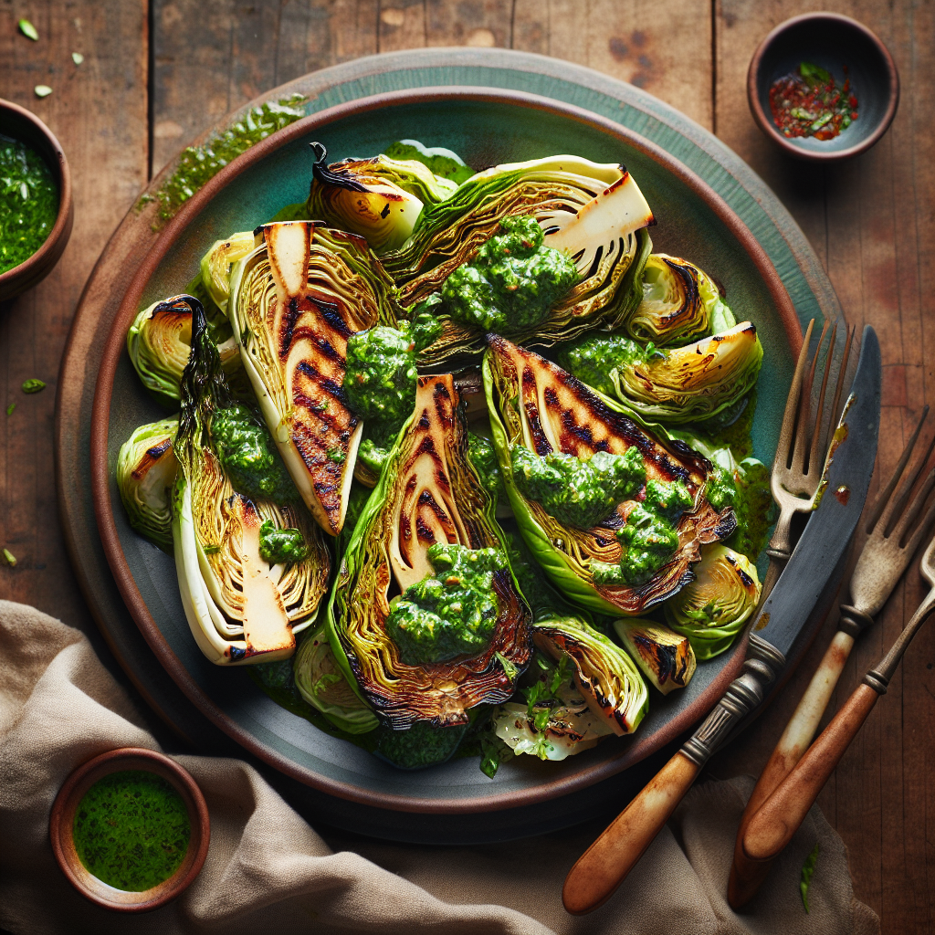 Roasted Cabbage Steaks with Vibrant Green Chermoula
