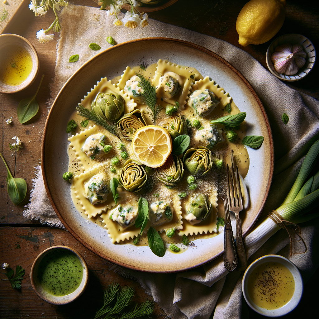 Spring Artichoke Ravioli with Lemon Brown Butter and Fresh Herbs