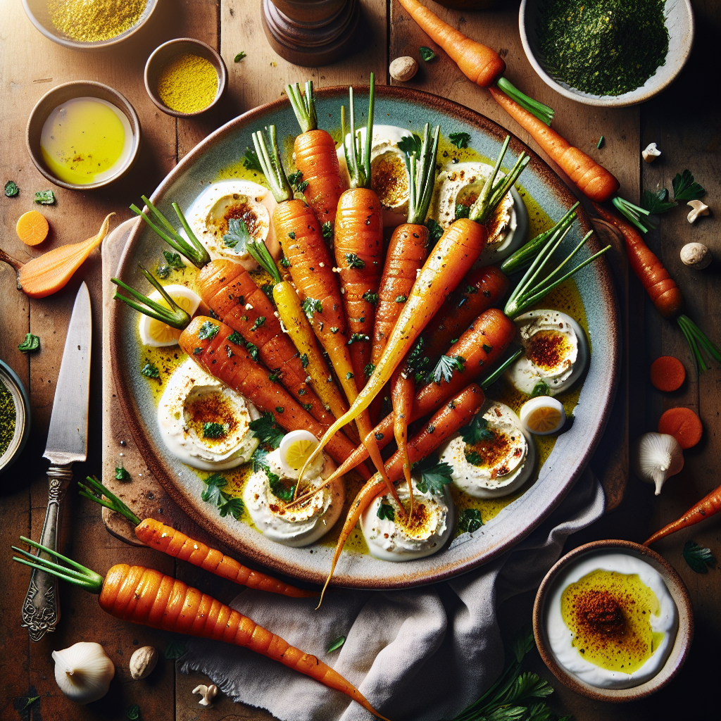 Roasted Carrots with Creamy Labneh and Spicy Zhoug