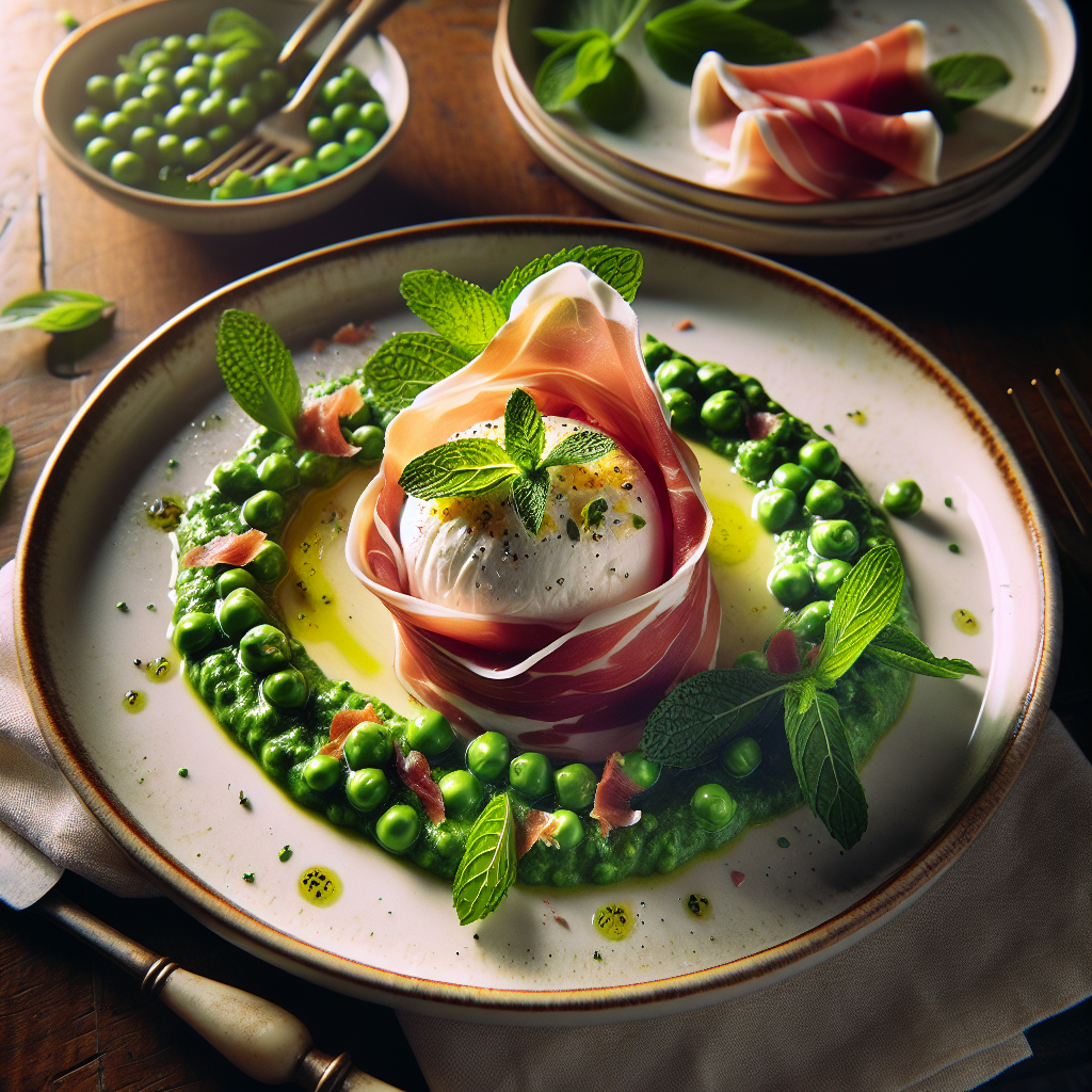 Prosciutto-Wrapped Burrata Involtini with Spring Pea Pesto