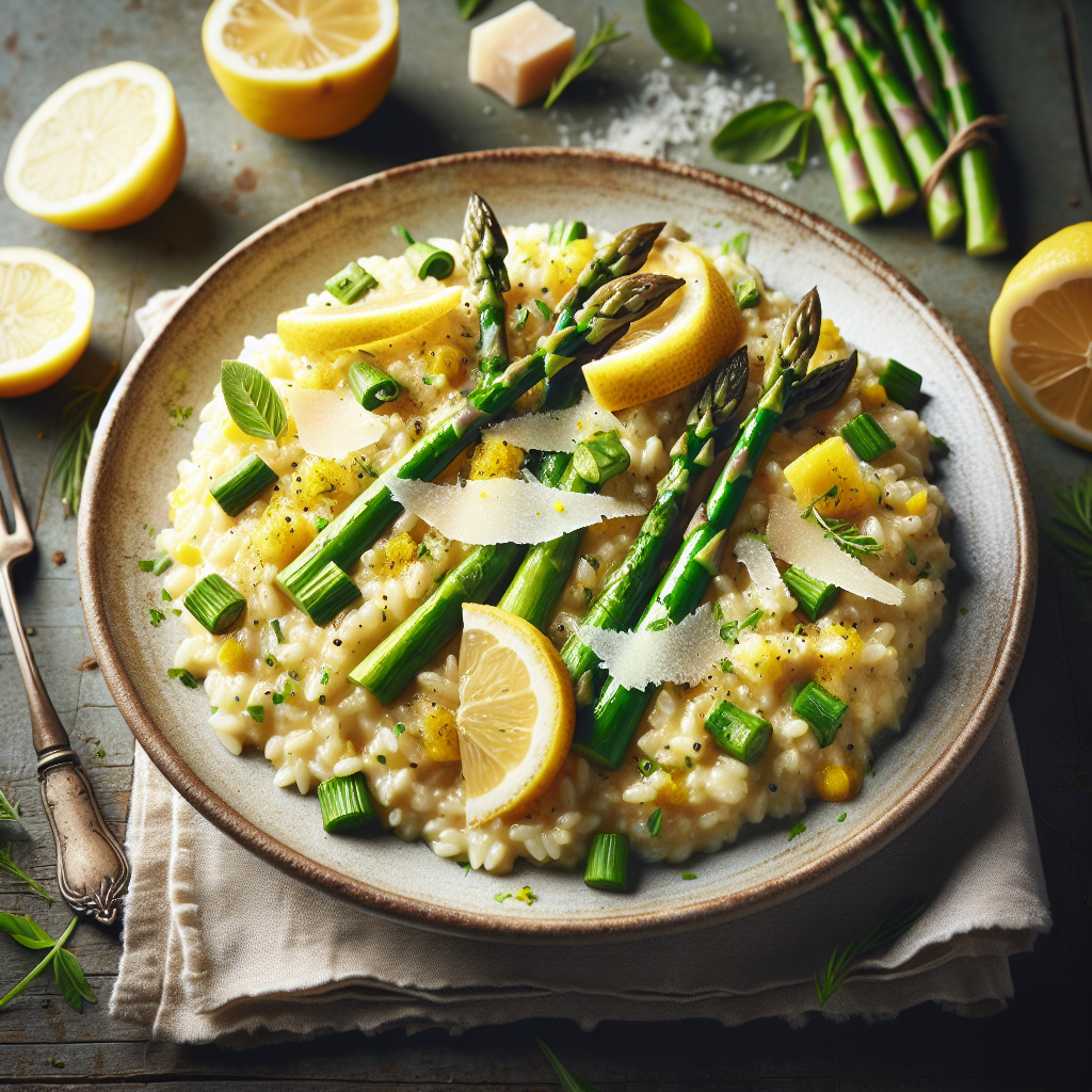 Creamy Lemon Asparagus Risotto with Parmesan and Fresh Herbs