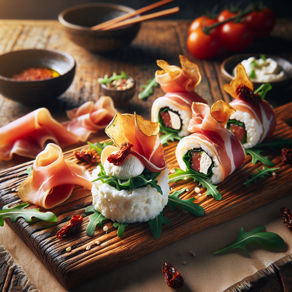 Prosciutto Burrata Italian Sushi Roll with Spring Herbs