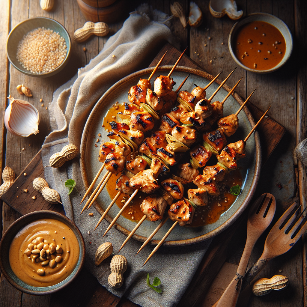 Grilled Thai Chicken Skewers with Peanut Sauce